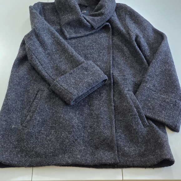 Paul Costelloe Cardigan Womens 10 Grey Assymetric Shawl Collar LS Pockets Wool - Picture 11 of 16